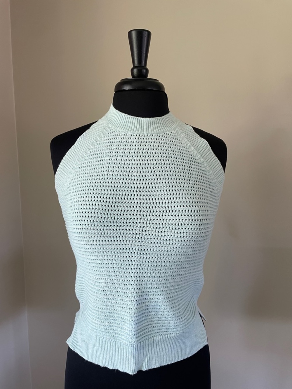 Ann Taylor Factory Pale Mint Open-Knit Halter Tank